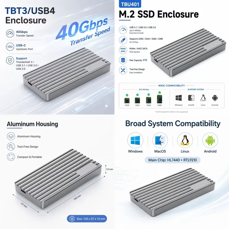 AP01 untuk Aluminium M.2 NVMe  - Usb4 40Gbps External Ssd 8Tb ulasan dan harga